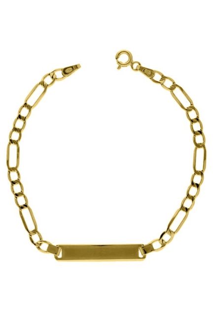 pulsera oro 9 kilates con chapa para grabar eslabones 3x1 296_9K391-068
