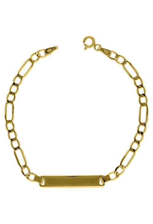 pulsera oro 9 kilates con chapa para grabar eslabones 3x1 296_9K391-068