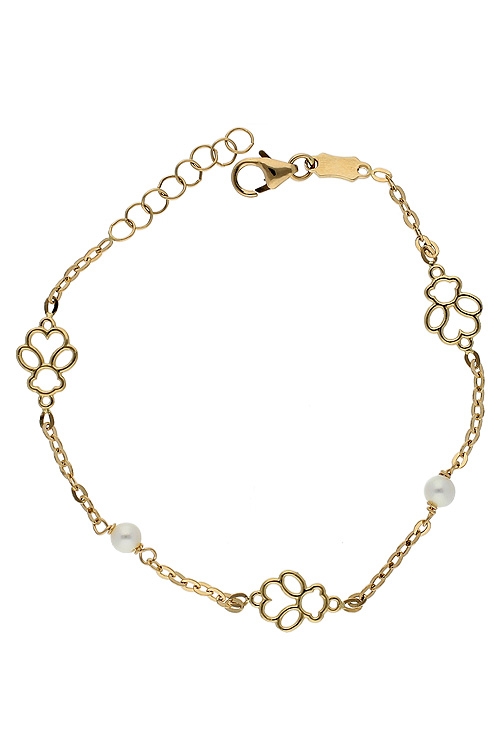pulsera oro amarillo 18 ktes y perlas para regalo de comunion vista desde arriba 243_043-10608