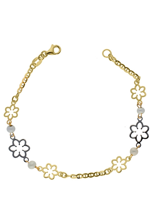 pulsera oro bicolor 18 ktes para niña o jovencita vista cenital