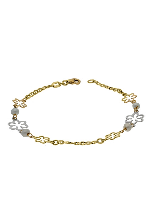 pulsera oro bicolor 18 ktes para niña o jovencita vista tumbada