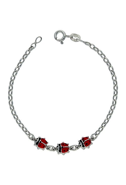 pulsera plata para niña mariquitas a precio muy barato 295_PPUL16477