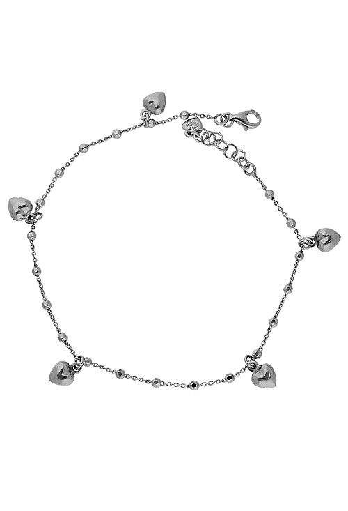 tobillera de plata con corazones colganto foto desde arriba 295_PPUL16638