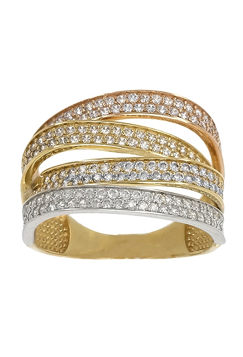 anillo 4 bandas oro tricolor con circonitas vista frontal 243_475-00695