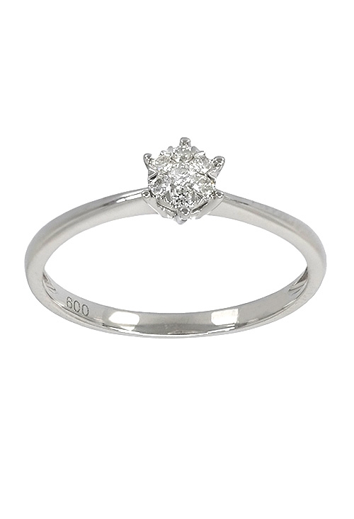 anillo de oro blanco 18 ktes con diamantes talla brillante 7 piedras que forman 1 sola vista frontal 243_297-01716