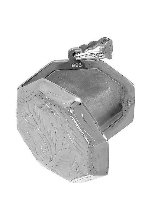 colgante de plata guardapelos forma octogonal vista lateral abierta 297_822393_03