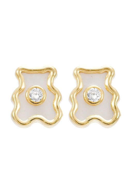 pendientes de oro 18 ktes y nacar con forma de osito foto frontal 030_2820-R