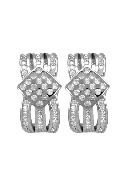 pendientes de plata con circonitas rombo galoneada vista frontal 280_2022366