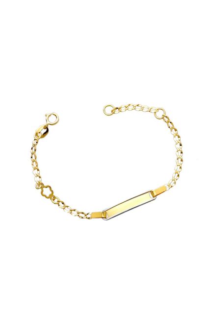 pulsera de oro 18 ktes con chapa para grabar destinada a recien nacida foto cenital 243_000-06611 bebe 12-13.5cm