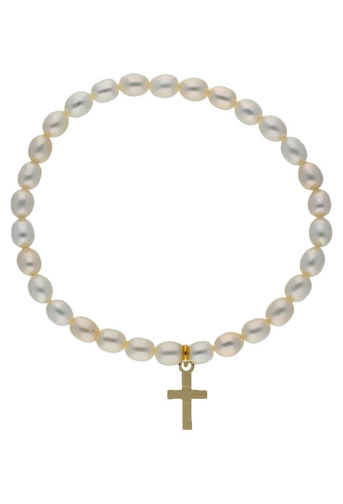 pulsera de perlas cultivadas y cruz de oro 18 ktes precio sin competencia 030_2259-EC-42
