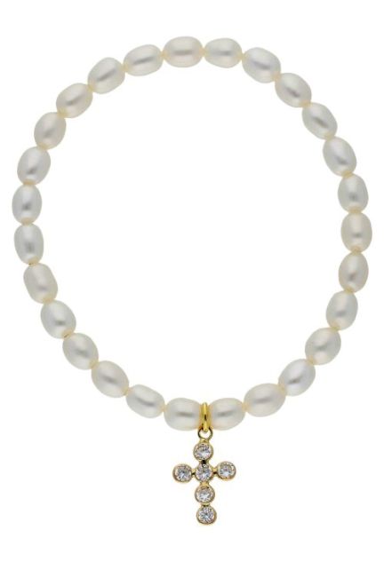 pulsera perlas cultivadas con cruz de oro amarillo y circonitas 030_2259-2