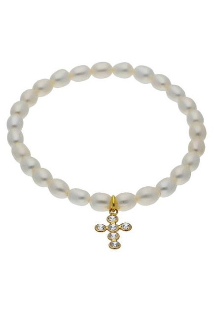 pulsera perlas cultivadas con cruz de oro amarillo y circonitas foto frontal 030_2259-2_01