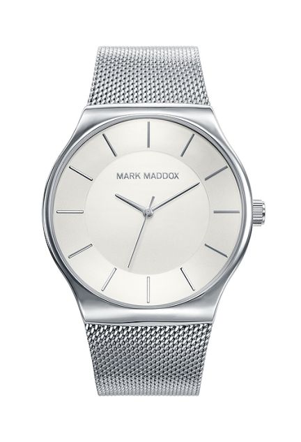Reloj Mark Maddox acero esfera blanca, malla milanesa HM0012-17