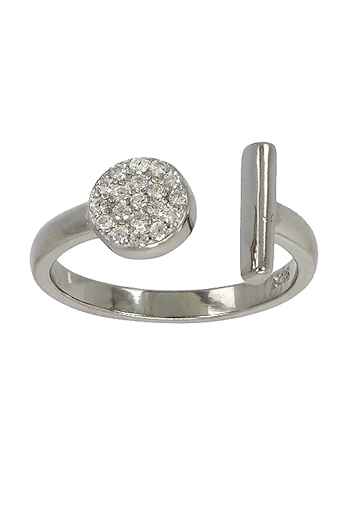 anillo de plata con circonitas abierto al centro con circulo cuajado de circonitas y tramo perpendicular 280_2010913