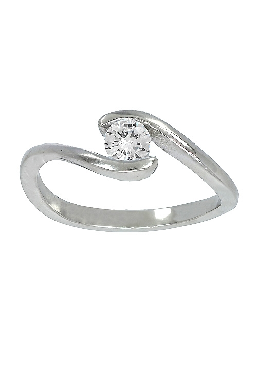anillo de plata solitario con circonita engastada a presión vista frontal 280_2010902