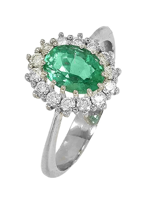 anillo oro blanco 18 kilates con esmeralda colombia y diamantes talla brillante a precio muy barato vista lateral 289_340018SFEB_01