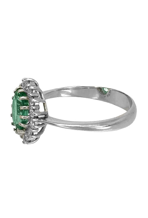 anillo oro blanco 18 kilates con esmeralda colombia y diamantes talla brillante a precio muy barato vista tumbada 289_340018SFEB_02