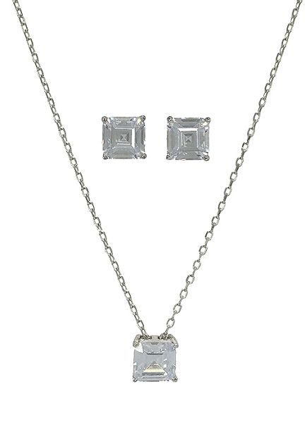 conjunto gargantilla y pendientes con circonita talla princesa plata de ley precio muy barato vista frontal 280_2022110