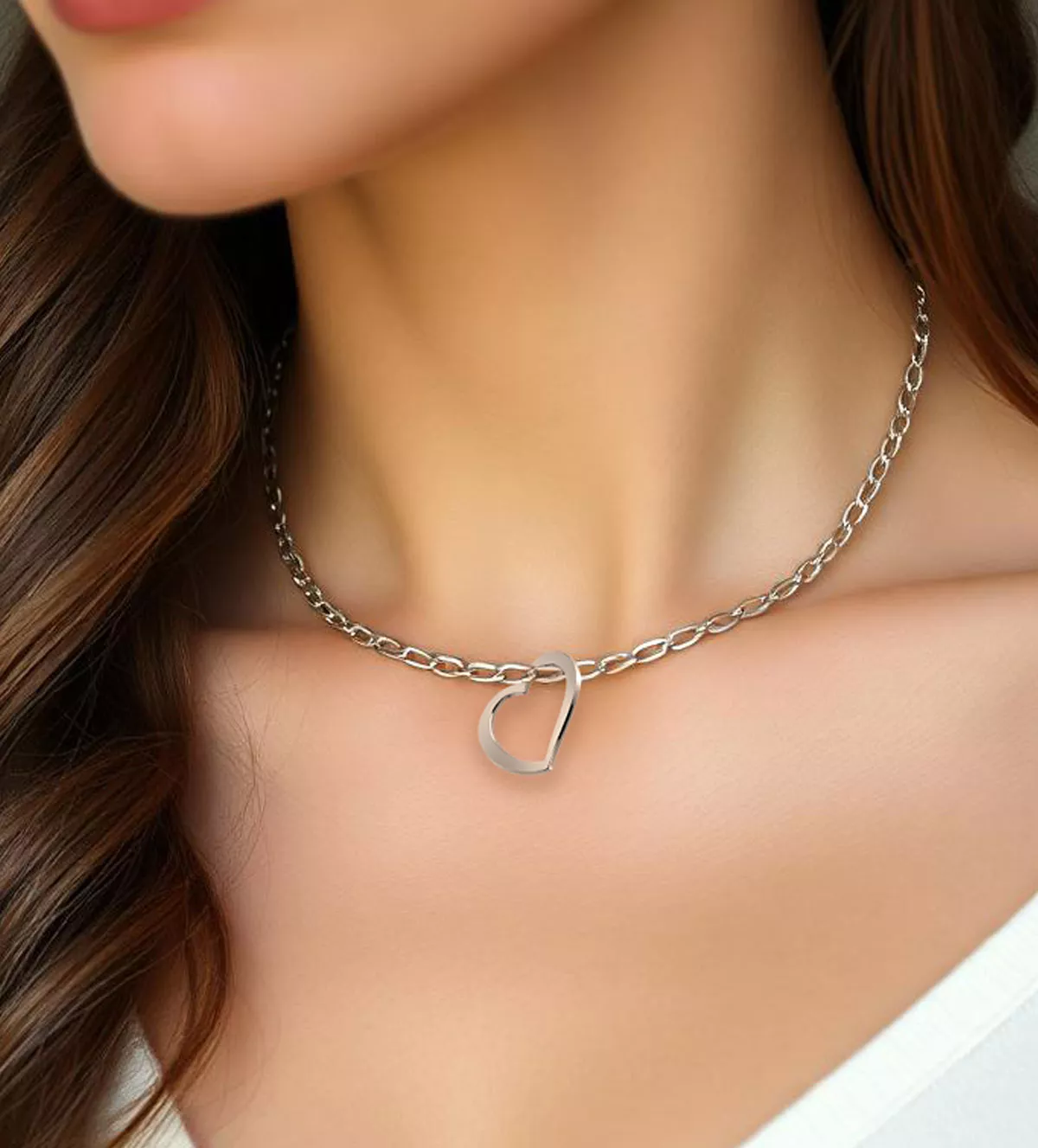 Colgante de plata corazón calado sin asa