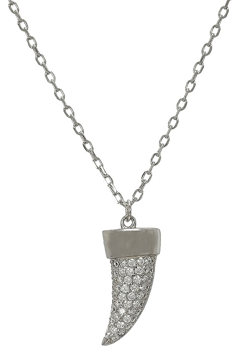 gargantilla plata de ley con motivo colmillo cuajado de circonitas vista frontal 280_2030657