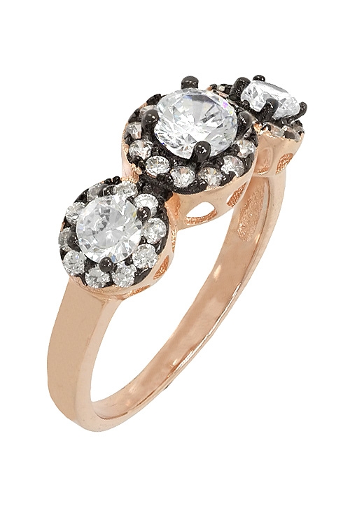 anillo tresillo plata de ley chapada en rosa con rodio negro vista lateral 295_PANE55090_01