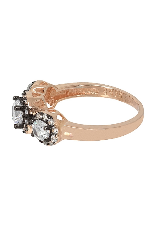 anillo tresillo plata de ley chapada en rosa con rodio negro vista tumbada 295_PANE55090_02
