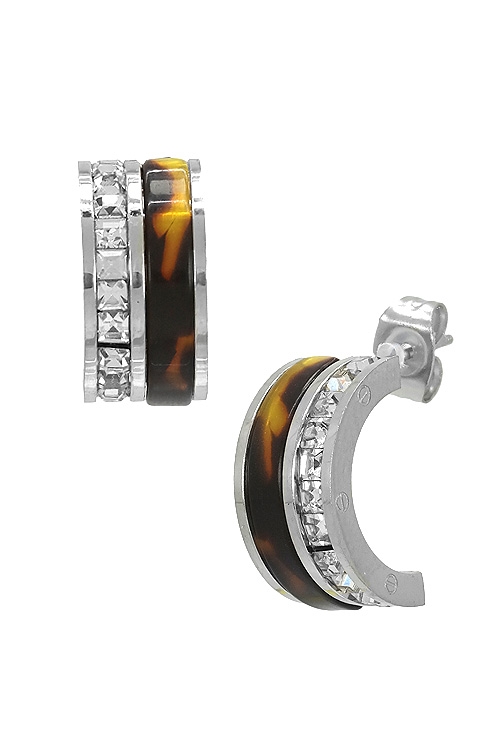 conjunto pendientes y sortija acero y esmalte vista plateral de los pendientes 276_A2786_01