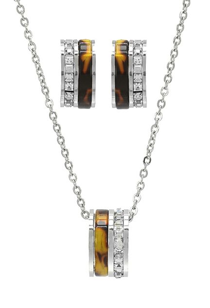 conjunto pendientes y sortija acero y esmalte vista principal 276_A2786