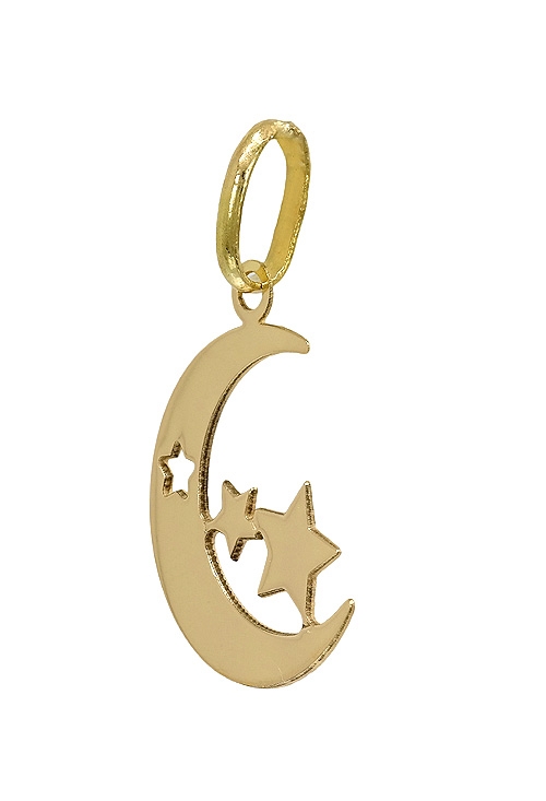luna y estrellas colgante de oro amarillo vista lateral 045_248400242_01