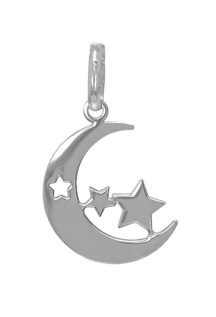 Colgante oro blanco 18K luna y estrellas 045_24B8400242-0