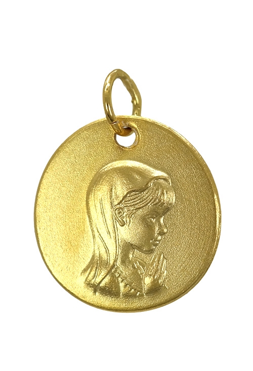 medalla de la virgen niña en oro amarillo 9 kilates acabado mate joyas religiosas a precios baratos