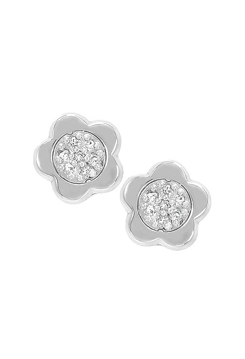 pendientes oro blanco y diamantes forma de flor precio muy barato vista frontal 095_536607