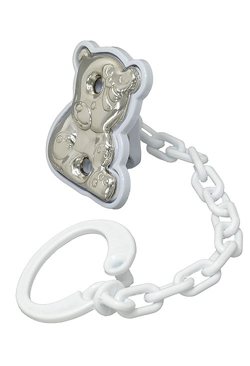 pinza de chupete forma de osita metal bilaminado en plata precio muy barato vista lateral 088_00B5116-BL_01