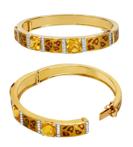 pulsera de oro 18 ktes esmaltada piel de jaguar con citrinos y brillantes 111 JAGUAR PUL 00