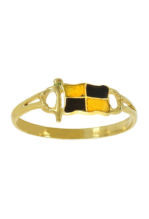 sortija de oro amarillo 18 ktes con bandera nautica colores esmaltados a fuego inicial L 124_2000-B-L