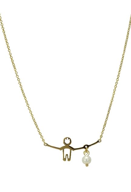 gargantilla oro amarillo 18 ktes con imagen niño y perla cultivada foto frontal 301_051169