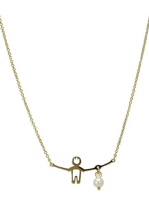 gargantilla oro amarillo 18 ktes con imagen niño y perla cultivada foto frontal 301_051169