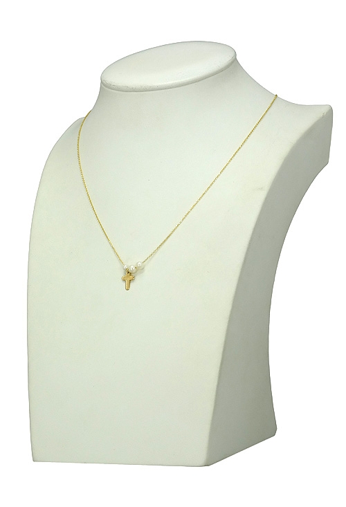 gargantilla oro amarillo 18k con motivo cruz y perlas vista expositor 301_051152_01