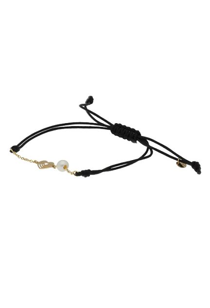 pulsera macrame negro con motivo corazon y perla cultivada foto lateral 301_078155-N_02