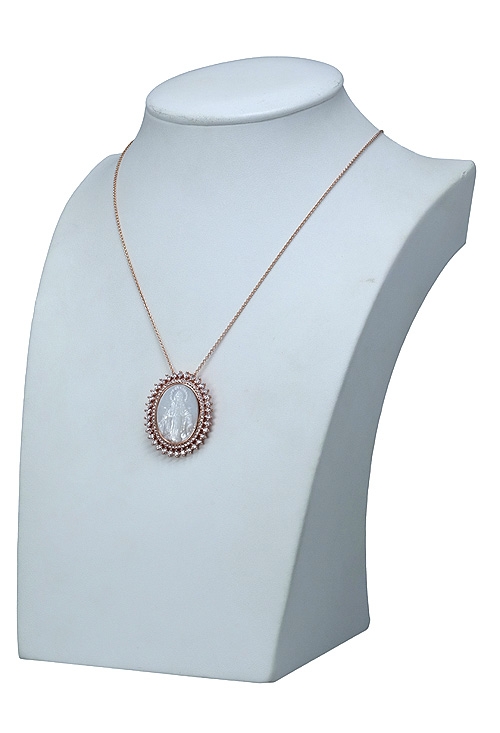 Medalla de plata chapada en rosa con medalla nácar forma ovalada 295_PBER33570-F