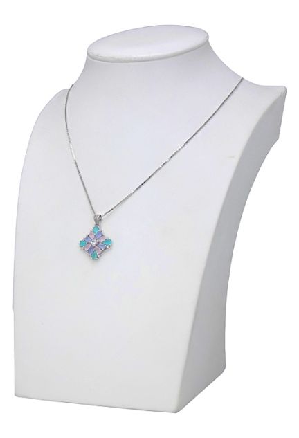 Gargantilla plata con motivo cuajado de piedras PBER33745-1