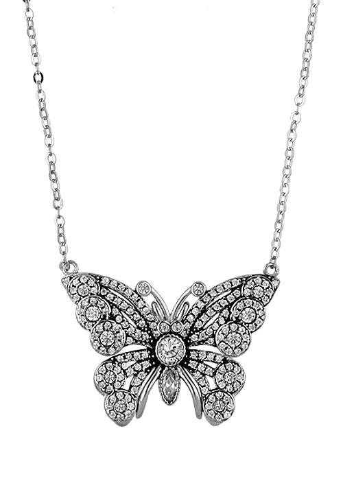 Gargantilla plata con motivo Mariposa cuajada de circonitas 295_PVOL74791-1
