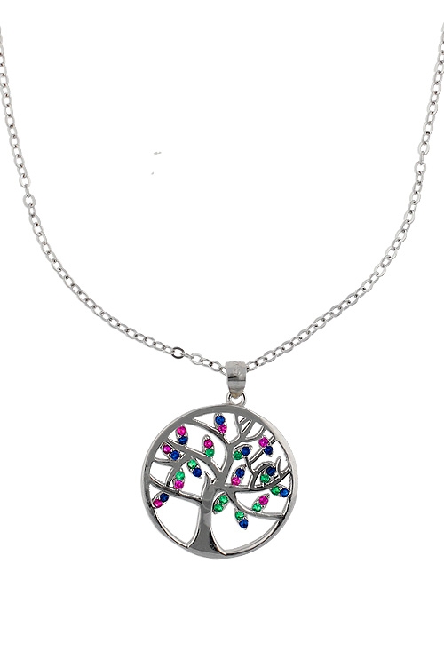 Gargantilla plata motivo árbol de la vida con piedras de color PVOL74748