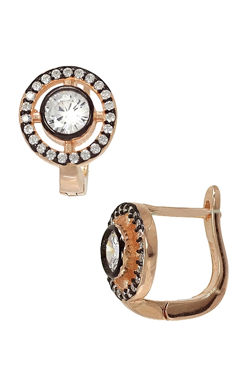 pendientes art deco plata chapada en rosa y circonitas vista lateral 295_PPBR36061_01