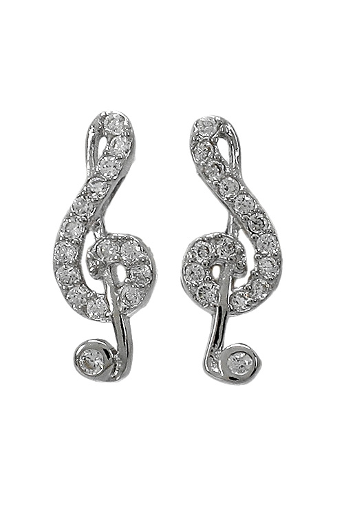 pendientes de plata con circonitas nota musical de sol foto frontal 280_2022809