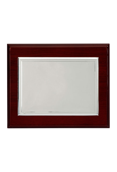 placa de homenaje clasica madera y chapa bilaminada en plata 135_P-1724