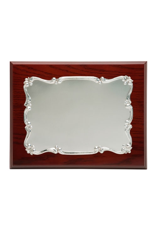 placa de homenaje madera noble bilaminada en plata 135_P-1720