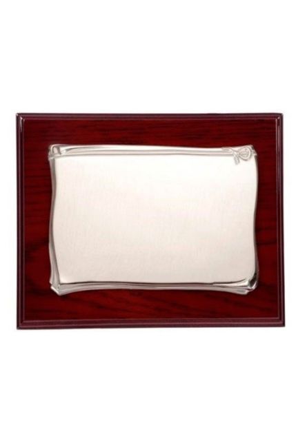 placa de homenaje plata de ley y madera de nogal 135_P-1011