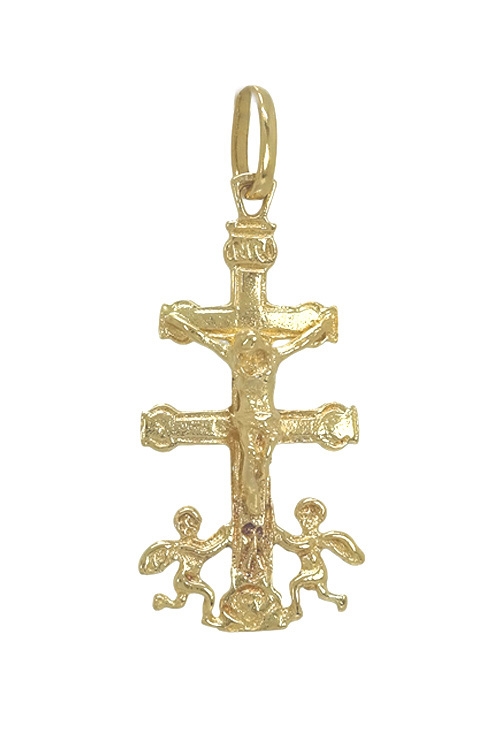 cruz de caravaca oro 18k a mitad de precio muy barata vista de frente 038_LO-012-19MY04