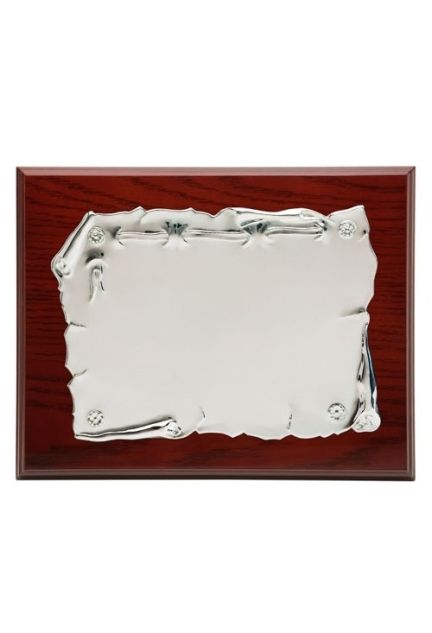 placa de hpmenaje alpaca y maderanoble estilo pergamino estandarte 135_p-1154